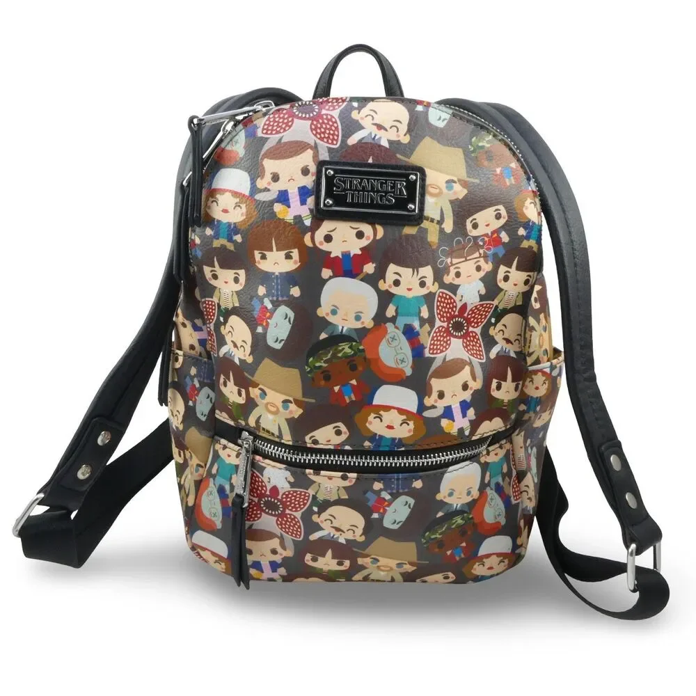 Loungefly Stranger Things Characters Chibi All Over Print Mini Backpack Excellen